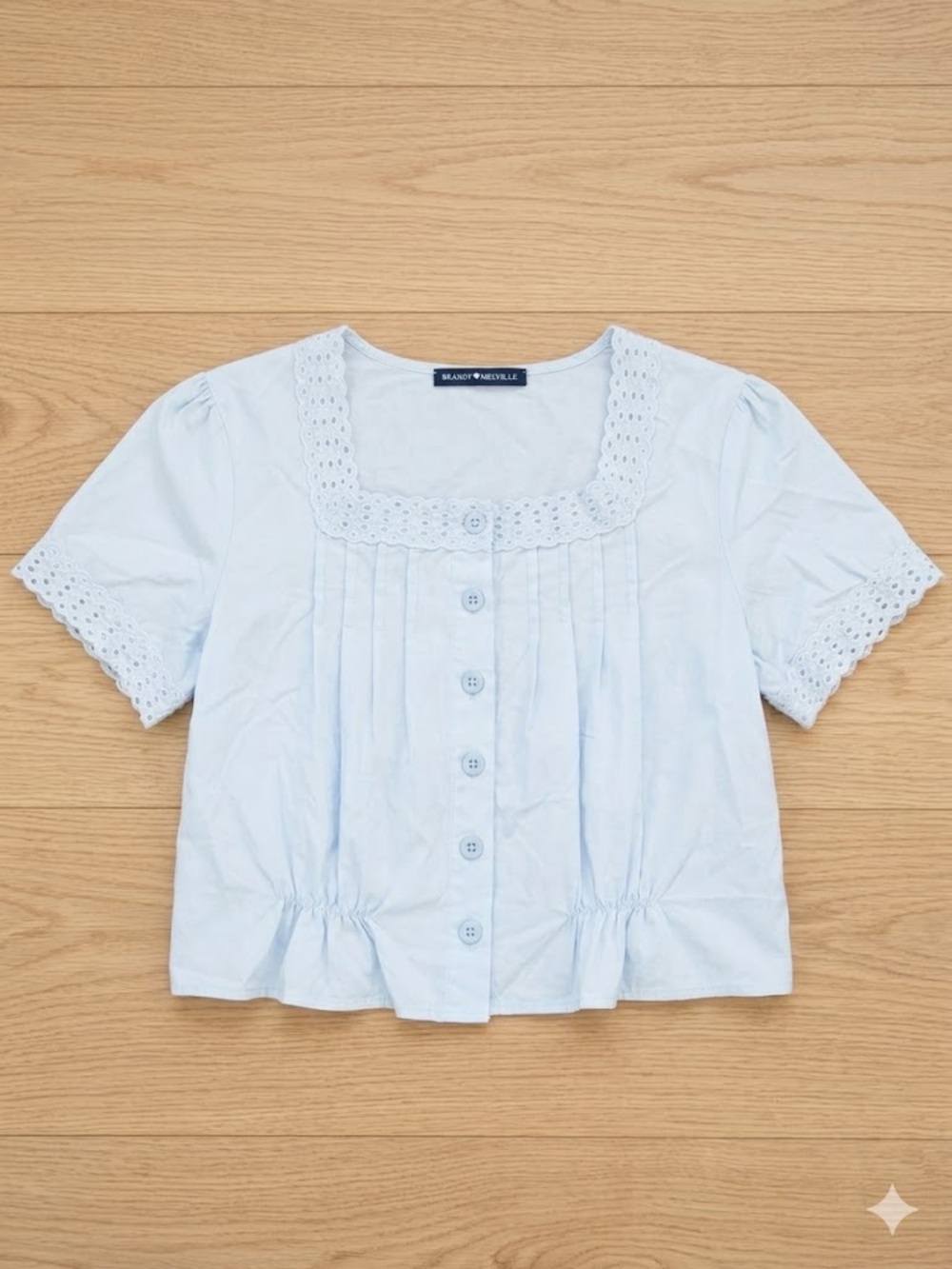 Brandy Melville Light Blue Eyelet Crop Top